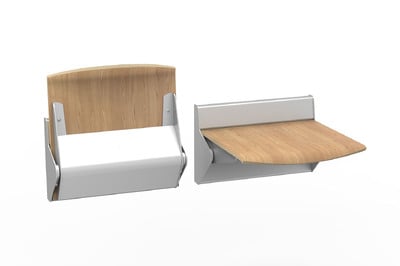 Moderne Wandklappsitze für schmale Flure und Wartebereiche